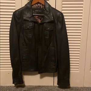 Black Rivet Genuine Leather Jacket